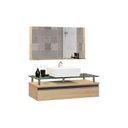 Ver imagem 2 de Conjunto Gabinete Banheiro Ametista 80cm com Tampo de Vidro:freijo/freijo/branco/um Furo