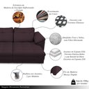 Ver imagem 3 de Sofá Retrátil Manual Sala de Estar Nolan Bipartido 175cm Conforto Premium em Couro Borgonha G58 - Gr