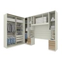 Ver imagem 4 de Guarda Roupa Casal Modulado 5 Peças com Cabeceira 5 Portas 3 Gavetas Seletto Areia/Jequitibá Marrom