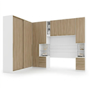 Ver imagem 2 de Guarda Roupa Casal Modulado 5 Peças com Cabeceira 5 Portas 3 Gavetas Seletto Areia/Jequitibá Marrom