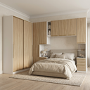 Ver imagem 1 de Guarda Roupa Casal Modulado 5 Peças com Cabeceira 5 Portas 3 Gavetas Seletto Areia/Jequitibá Marrom