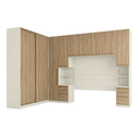 Ver imagem 2 de Guarda Roupa Casal Modulado 5 Peças com Cabeceira 9 Portas 9 Gavetas Areia/Jequitibá Marrom