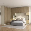 Ver imagem 1 de Guarda Roupa Casal Modulado 5 Peças com Cabeceira 9 Portas 9 Gavetas Areia/Jequitibá Marrom