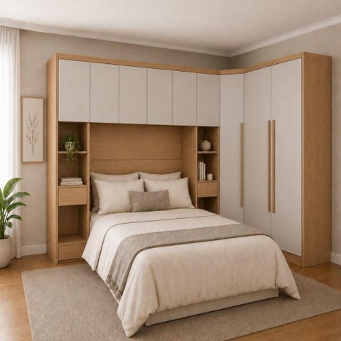 Guarda Roupa Casal Safira 9 Portas de Bater 5 Gavetas MDF Corrediças Telescópicas Cumaru-Fendi