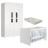 Berço Americano Mali e Guarda Roupa Katatau 4 Portas Branco Brilho com Colchão Gazin - Reller - 1