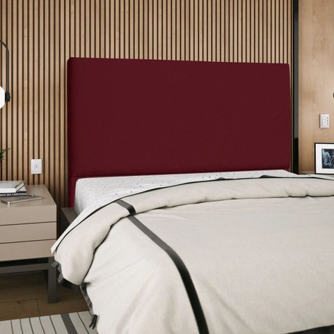 Cabeceira Cama Box Orgânica King 195cm Luna Suede C/frame Vinho