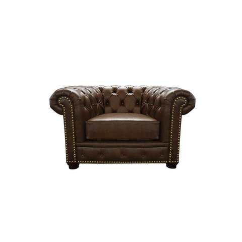 Poltrona Chesterfield de Couro Marrom Bicolor - Mempra Design