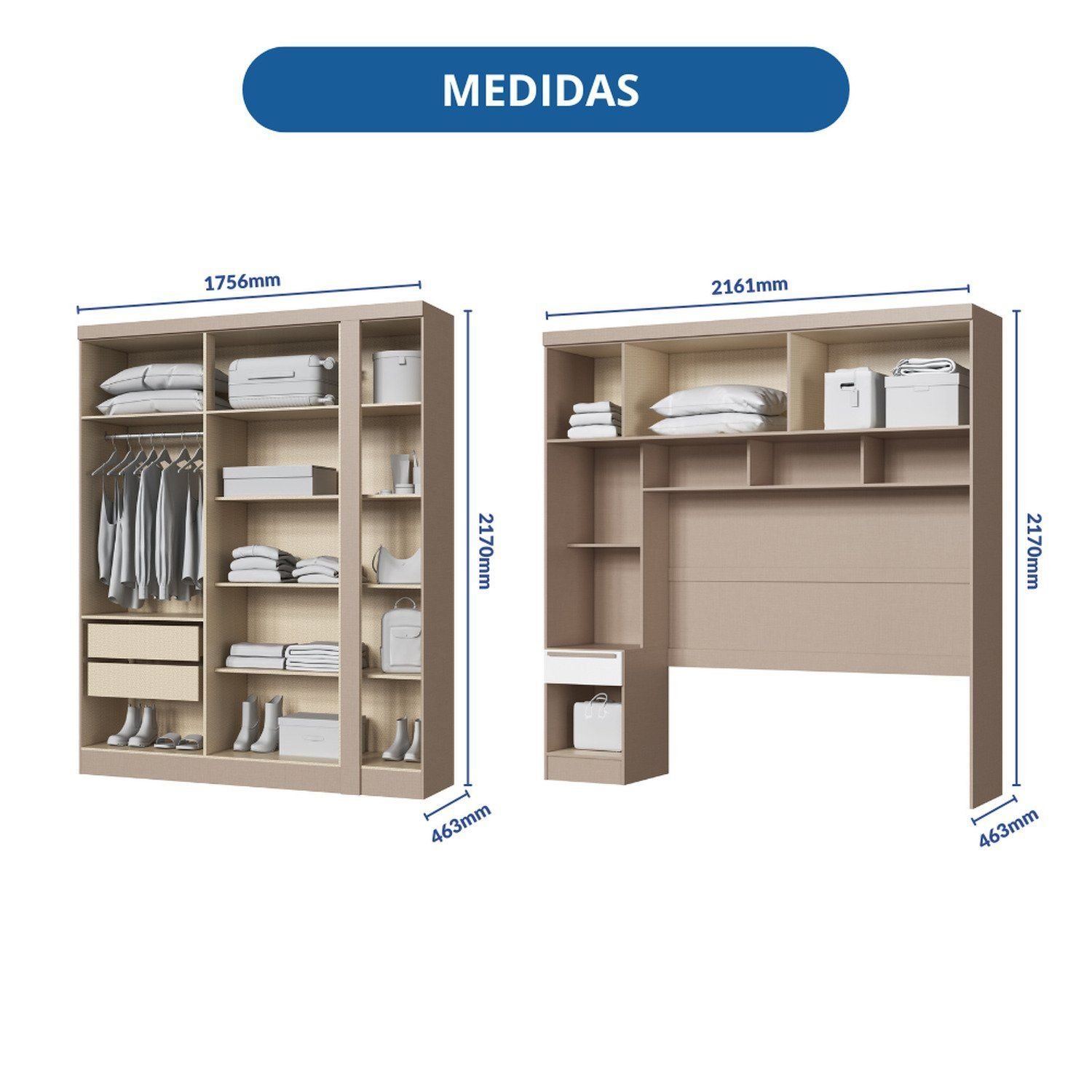 Guarda-roupa Modulado Casal 10 Portas 3 Gavetas - 8