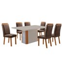Ver imagem 1 de Mesa de Jantar Isadora 180cm Tampo MDF Vidro Canto Copo com 6 Cadeiras Lorena