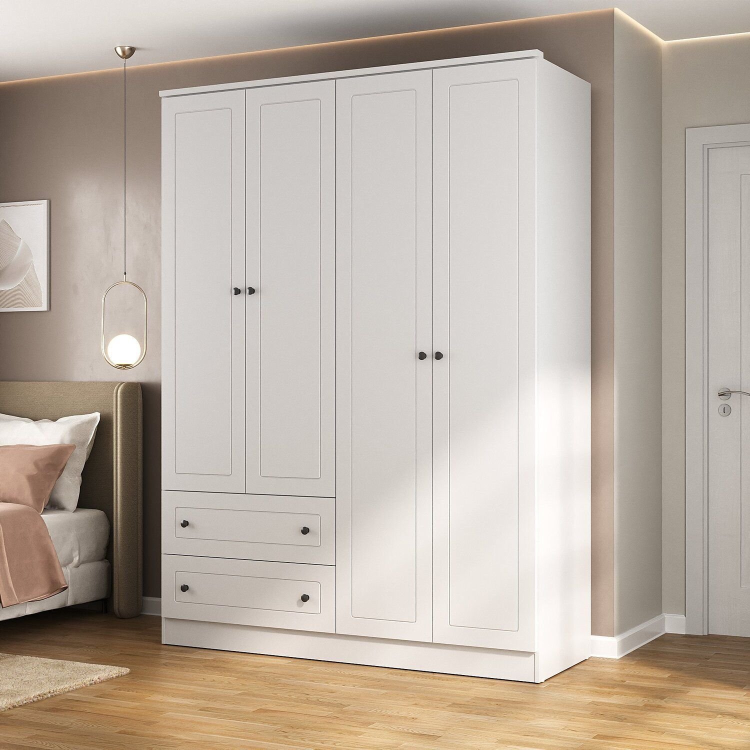 Guarda-roupa 4 Portas 2 Gavetas Fort