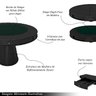 Conjunto Mesa de Jogos Carteado Bellagio Tampo Reversível e 6 Cadeiras Madeira Poker Base Cone Pu Ca - 4
