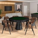 Ver imagem 1 de Conjunto Mesa de Jogos Carteado Bellagio Tampo Reversível e 6 Cadeiras Madeira Poker Base Cone Pu Ca