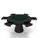 Ver imagem 2 de Conjunto Mesa de Jogos Carteado Bellagio Tampo Reversível e 6 Cadeiras Madeira Poker Base Cone Pu Ca