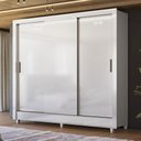 Ver imagem 4 de Guarda Roupa Casal Itália 3 Portas com Espelho e Pés e Armário Multiuso Fit com Pés Branco Brilho -