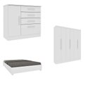 Ver imagem 1 de Quarto Casal Completo Guarda-Roupa Munique Cama Mônaco e Cômoda Chicago Espresso Móveis Branco/Neve