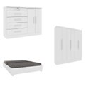 Ver imagem 1 de Quarto Casal Completo Guarda-Roupa Munique Cama Mônaco e Cômoda Istambul Espresso Móveis Branco/Neve