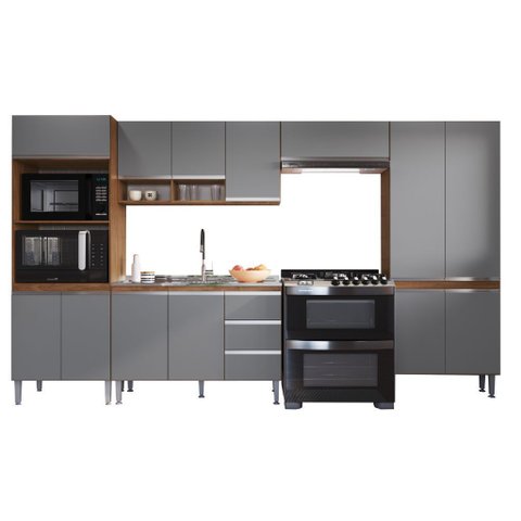 Cozinha Modulada 5 Peças Athena Freijó Cinza Megasul