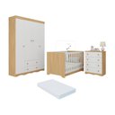 Ver imagem 1 de Quarto de Bebê Completo Berço Americano 3 em 1 Colchão Realeza Multimóveis Mp4603 Madeirado/