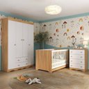 Ver imagem 2 de Quarto de Bebê Completo Berço Americano 3 em 1 Colchão Realeza Multimóveis Mp4603 Madeirado/