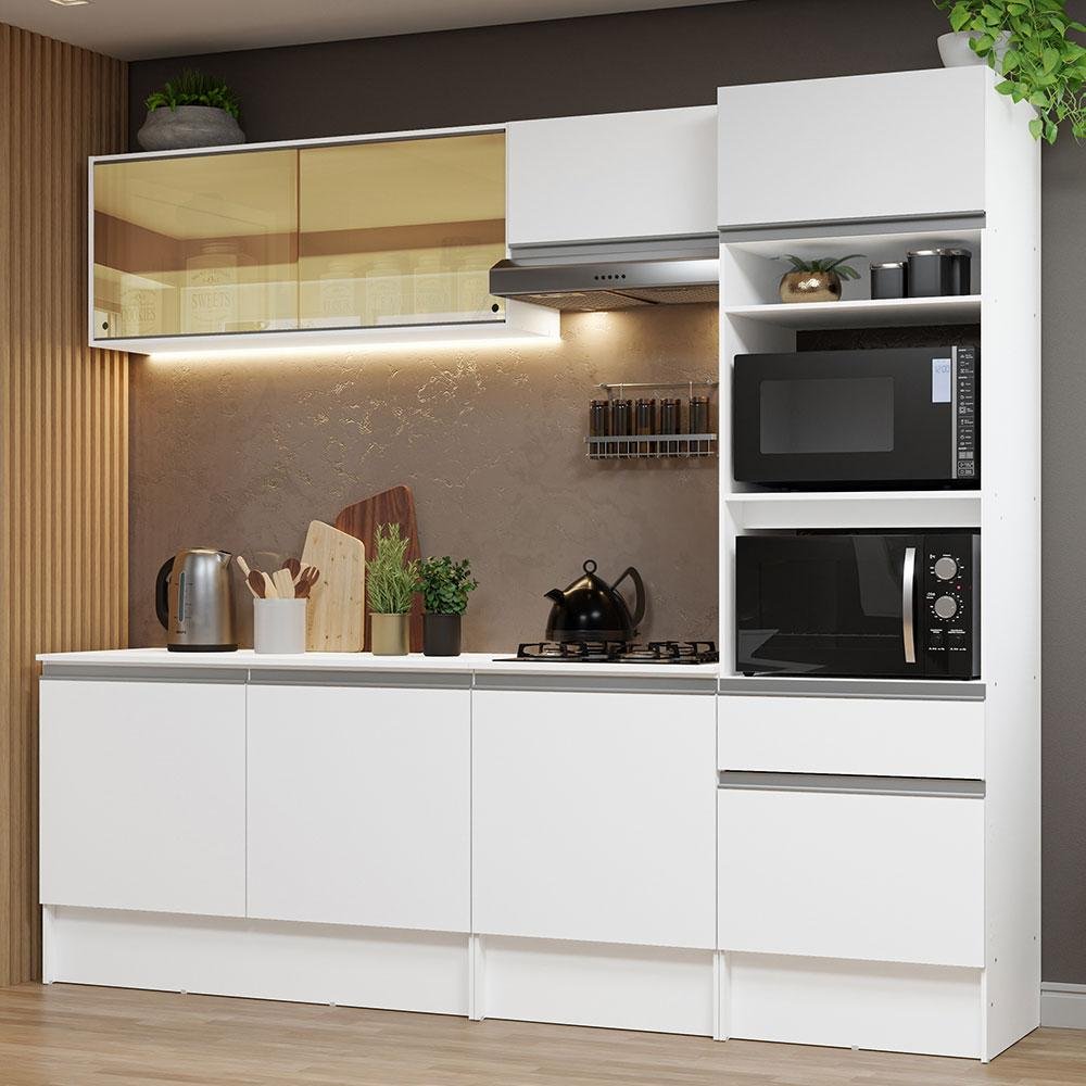 Armário de Cozinha Completa 240cm Branco Diamante Madesa 06 - 2