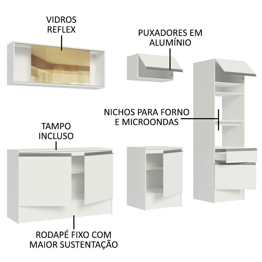 Armário de Cozinha Completa 240cm Branco Diamante Madesa 06 - 5