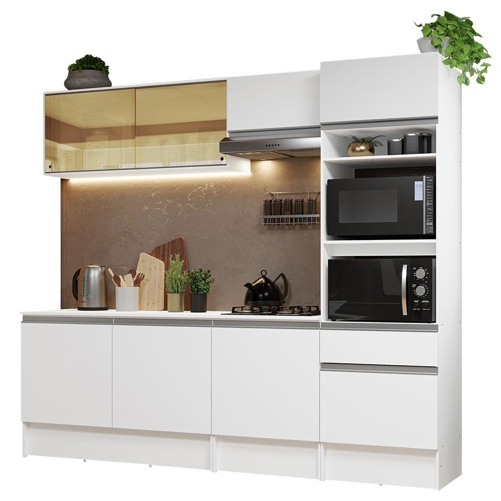 Armário de Cozinha Completa 240cm Branco Diamante Madesa 06 - 3