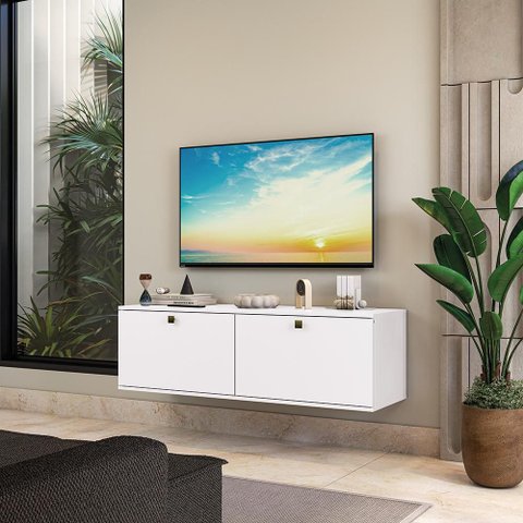 Rack Basculante Suspenso p/ TV até 50 pol. Branco Celeste Kappesberg