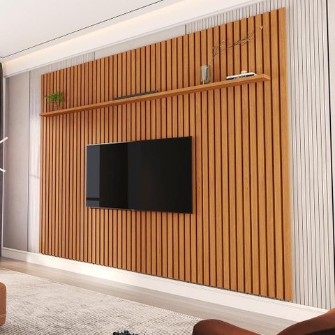 Painel para TV Íris Ripado 60" 230,5cm MDP Nature Germai Móveis