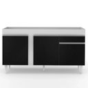Ver imagem 5 de Balcão Gabinete para Pia 150cm sem Tampo 3 Portas 1 Gaveta Dakota Branco/preto - Lumil