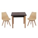 Ver imagem 1 de Conjunto Mesa de Jantar Juliette Preta 80cm com 2 Cadeiras Leda - Nude