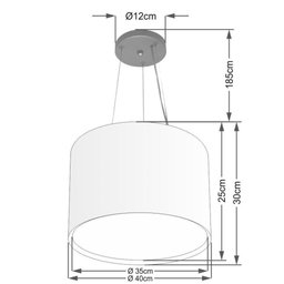Lustre Pendente Cilíndrico Duplo Tecido 40x30cm Bivolt Café - 2