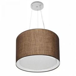 Lustre Pendente Cilíndrico Duplo Tecido 40x30cm Bivolt Café - 1