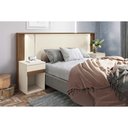 Ver imagem 1 de Painel Cama Box Madeirado Casal Bourbon C/ 2 Mesas 2 Gavetas e Leds Areia/jatobá - Santos Andirá