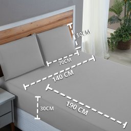Kit Roupa de Cama Casal Percal 200 Fios 100% Algodão com Elástico e Fronhas 3 Peças:cinza - 4