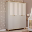 Ver imagem 4 de Guarda Roupa Infantil Alfajor 4 Portas Off White/nature - Permóbili Baby