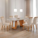 Ver imagem 1 de Mesa de Jantar Carolina Tampo 180cm MDF Vidro Canto Copo e 6 Cadeiras Athenas