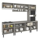Ver imagem 2 de Cozinha Modulada com Bancada Ilha Max 262 Cm Balcão Tampo Mdp Cinza Champanhe - Clicklar