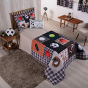 Ver imagem 1 de Kit Edredom Cobertor Solteiro Menino Boy Infantil Juvenil 4 Peças 300 Fios Estampa Digital Esportes