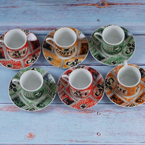 Jogo com 12 Peças para Café em Porcelana 80ml