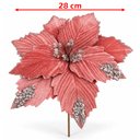 Ver imagem 6 de Flores Natalina Artificial Camurça Rosa Enfeite 28cm 6 Peças