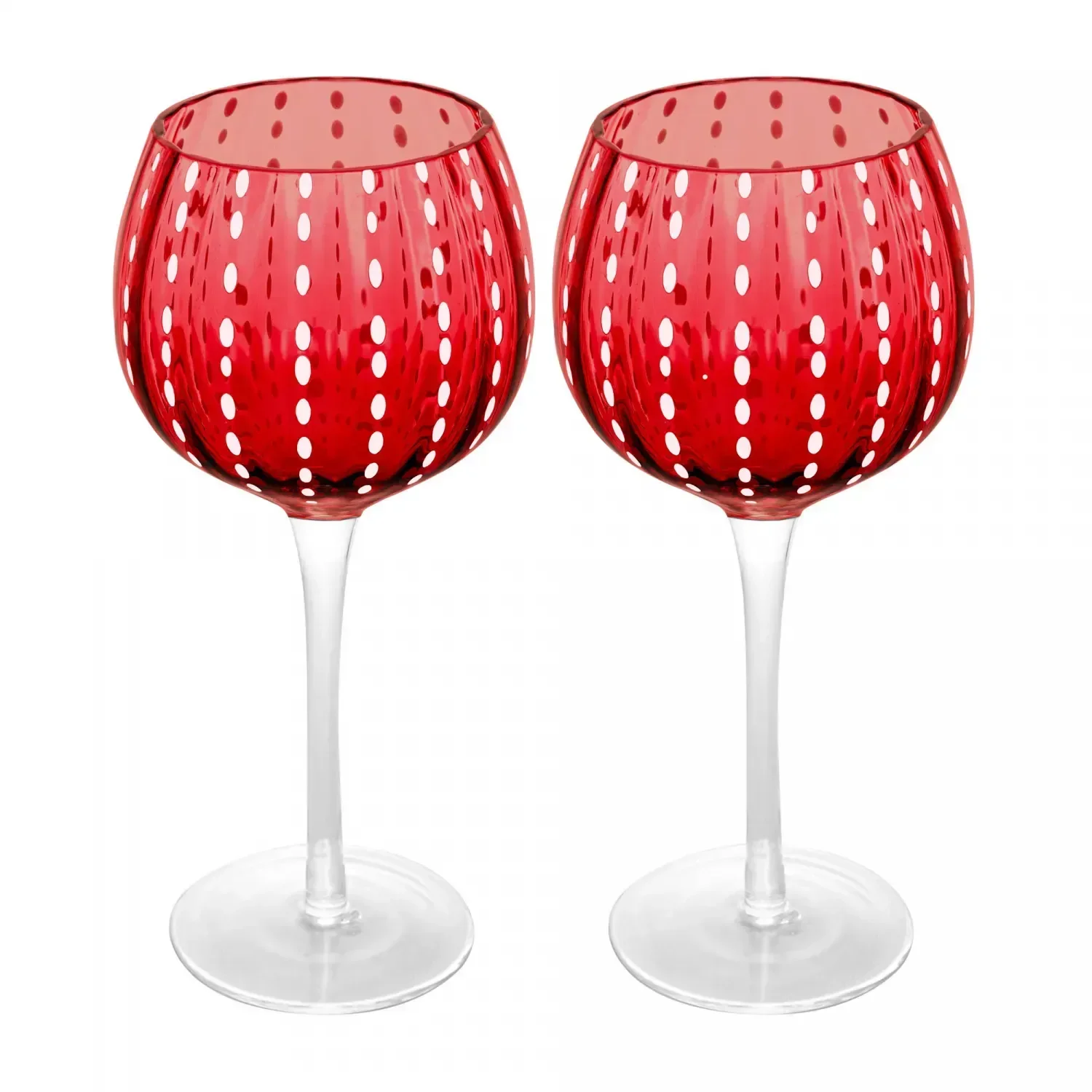 Conjunto 2 Tacas de Vinho de Vidro Vermelho 450ml