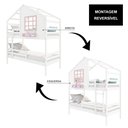 Ver imagem 6 de Beliche Casinha com Janela e Grade de Proteção Madeira Maciça Branco/ Rosa Housin