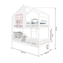 Beliche Casinha com Janela e Grade de Proteção Madeira Maciça Branco/ Rosa Housin - 4