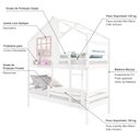 Ver imagem 3 de Beliche Casinha com Janela e Grade de Proteção Madeira Maciça Branco/ Rosa Housin