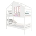 Ver imagem 2 de Beliche Casinha com Janela e Grade de Proteção Madeira Maciça Branco/ Rosa Housin
