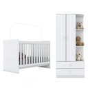 Ver imagem 2 de Quarto de Bebê Completo Thaiany 2 Portas 2 Gavetas Branco - Bci Móveis