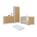 Ver imagem 1 de Quarto de Bebê Completo Berço Americano 3 em 1 Colchão Allegra Multimóveis Mp4610 Branco/