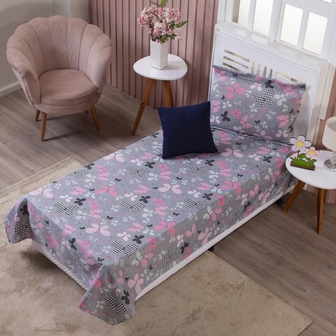 Colcha Cobre Leito Solteiro Infantil Menina Personagens de Desenho Animado + Capa de Almofada:borbol