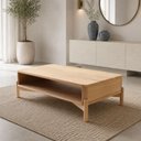 Ver imagem 1 de Mesa de Centro Retangular para Sala Living Madeira Maciça Benton F06 Tauari - Lyam Decor
