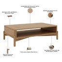 Ver imagem 5 de Mesa de Centro Retangular para Sala Living Madeira Maciça Benton F06 Tauari - Lyam Decor